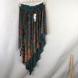 Current Mood Skirt Womens M Green Velvet Burnout Floral Lace Fairy Grunge